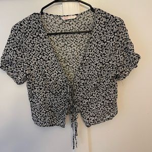 Black and White tie shirt.